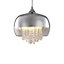 Milagro Luna Pendant 21CM 1XE14 Designer Light Crafted From A Chrome Fitting And Glass Shades With Suspended Crystals