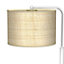 Milagro Marshall Hand Made Designer Table Lamp In Matt White Metal And Natural Rattan Coloured Fabric