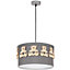 Milagro Mis Grey Pendant Lamp 1XE27 Beautifully Hand Made From Contemporary Grey Fabric With Natural Wooden Teddybears