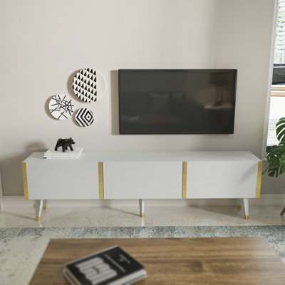 Milagro Modern Tv Unit Tv Stand Gloss White&Gold