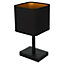 Milagro Napoli Table Lamp Matt Black And Gold Hand Made High Quality Metal And Fabric Construction