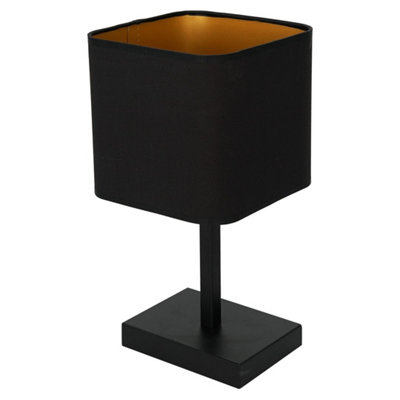 Milagro Napoli Table Lamp Matt Black And Gold Hand Made High Quality Metal And Fabric Construction