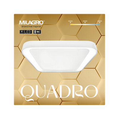 Milagro Quadro LED Ceiling Lamp  White 40cm Stylish Modern Powerful Economical Full Remote Control - 5