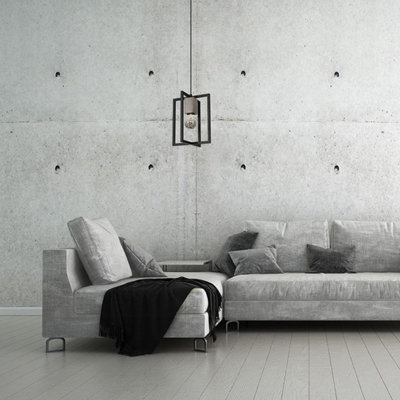 Milagro Ralph Pendant Lamp 1XE27 Habd Made Industrial Chic Lamp With Natural Wood Giving The Look Of Stone And Rugged Metal