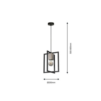 Milagro Ralph Pendant Lamp 1XE27 Habd Made Industrial Chic Lamp With Natural Wood Giving The Look Of Stone And Rugged Metal