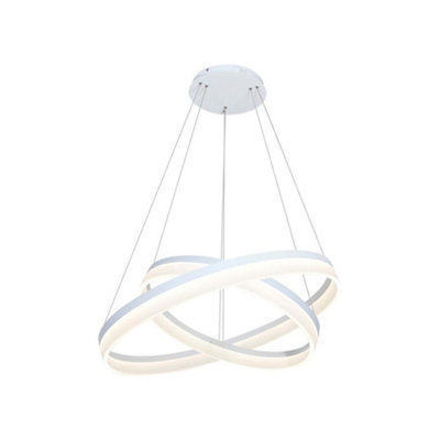 Milagro Ring LED Designer Pendant Lamp A Stunning Centrepiece Formed From 2 White Circular LED Hoops With Remote Control Included