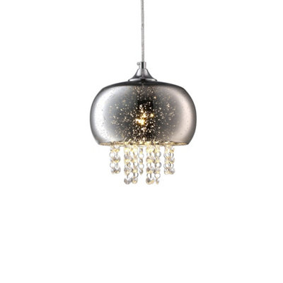 Milagro Starlight Chrome Pendant Lamp 1XE14 A Stunning Range With 22CM Glass Shades Housing Chrome Fitments And Gorgeous Crystals