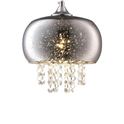 Milagro Starlight Chrome Pendant Lamp 1XE14 A Stunning Range With 22CM Glass Shades Housing Chrome Fitments And Gorgeous Crystals