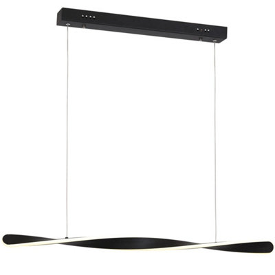 Milagro Swirl LED 90CM Pendant Lamp Formed From Stylish Black Alloy With An Efficient 24W(100W) Built In Light Source