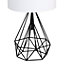 Milagro Triangolo Table Or Floor Lamp Stylish Hand Made Industrial Chic Matt Black With Delicate White Fabric Shade