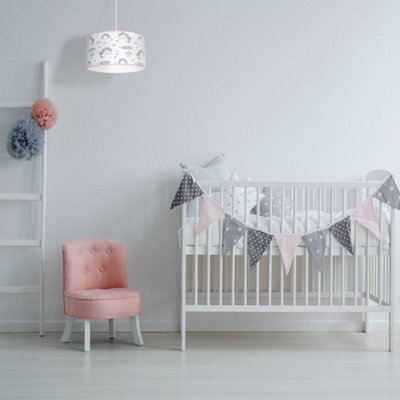 Milagro Unicorn Pendant Lamp 1XE27 Perfect For Nursery Or Bedroom 30CM Shade Hand Made With Pastel Colurs And Unicorn Motifs