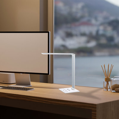 Milagro Vario Designer White Desk Lamp Wireless Phone Charging Adjustable Dimmable Great For Home Office