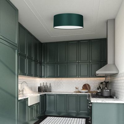 Milagro Verde Hand Made Scandi Style 40cm Ceiling Lamp In A Rich Green Finish Holds 2xE27 LED Bulbs