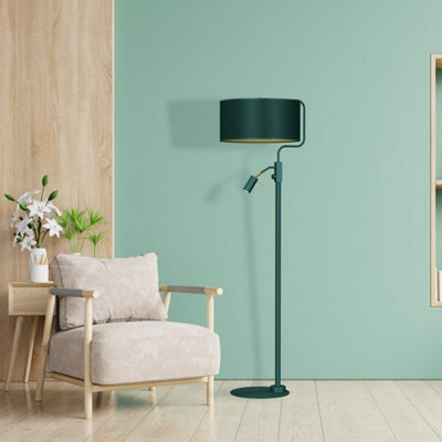 Milagro Verde Hand Made Scandi Style Floor Lamp In A Rich Green Finish With Gold Accents Holds 1XE27 And 1XGU10 Bulb - 3
