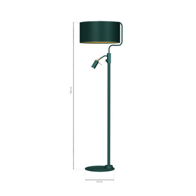 Milagro Verde Hand Made Scandi Style Floor Lamp In A Rich Green Finish With Gold Accents Holds 1XE27 And 1XGU10 Bulb - 4