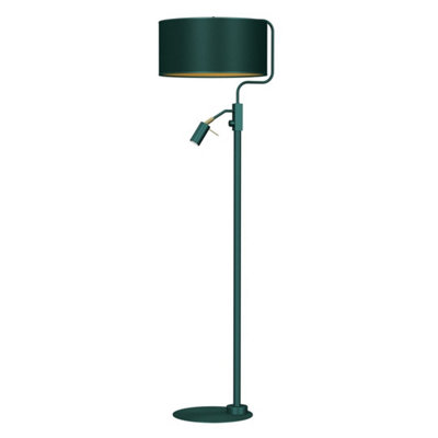 Milagro Verde Hand Made Scandi Style Floor Lamp In A Rich Green Finish With Gold Accents Holds 1XE27 And 1XGU10 Bulb - 6