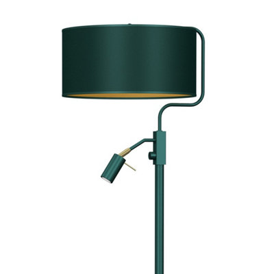 Milagro Verde Hand Made Scandi Style Floor Lamp In A Rich Green Finish With Gold Accents Holds 1XE27 And 1XGU10 Bulb - 7