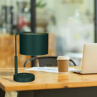 Milagro Verde Hand Made Scandi Style Table Lamp In A Rich Green Finish With Gold Accents Holds 1xE27 LED Bulb