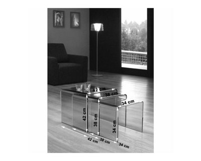 Milan Clear Glass Nest of 3 Side Tables for Living Room