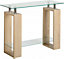 Milan Console Table - L35 x W90 x H73 cm - Sonoma Oak Effect Veneer/Clear Glass/Silver