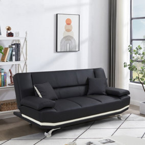 Milan Leather Sofa Bed Leather Bed Black