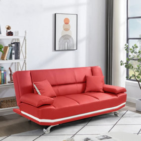 Milan Leather Sofa Bed Leather Red