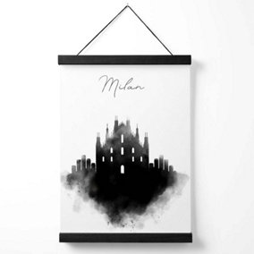 Milan Watercolour Skyline City Medium Poster with Black Hanger