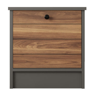 MILANO 1 Door Bedside Table, Anthracite, Walnut