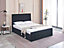 Milano Black Velvet Ottoman storage Gas Side Lift Bed bed frame Cushioned high headboard 110CM Height  4FT6 Double Bed Frame