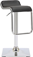 Milano Breakfast Bar Stool, Chrome Footrest, Height Adjustable Swivel Gas Lift, Home Bar & Kitchen Faux-Leather Barstool, Black