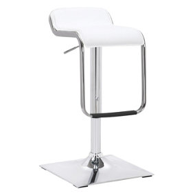 Milano Breakfast Bar Stool, Chrome Footrest, Height Adjustable Swivel Gas Lift, Home Bar & Kitchen Faux-Leather Barstool, White