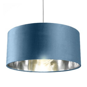 MILANO - CGC Teal & Silver Large Velvet Fabric Pendant Shade