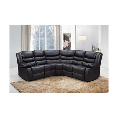Milano Corner Recliner Sofa Black Leather
