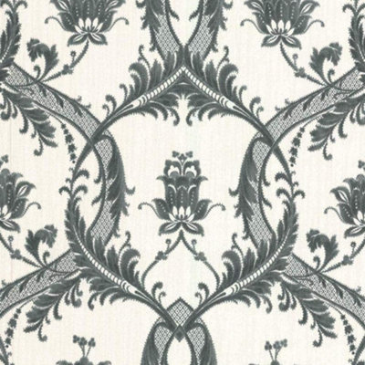 Milano Damask Wallpaper Fine Decor Heavyweight Vinyl White Textured Glitter