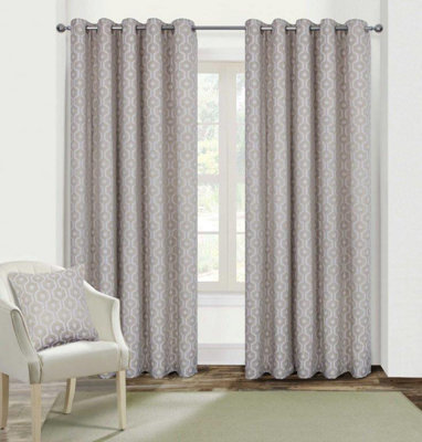 Milano Geometric Window Polyster Eyelet Curtains