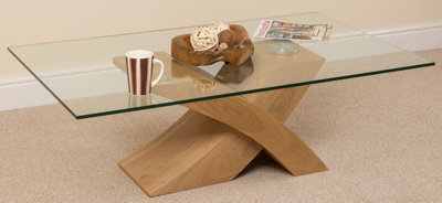 Milano Glass and Wood Coffee Table for Living Room