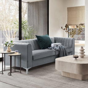 Milano Grey Velvet 3 Seater Sofa