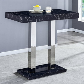 Milano Marble Effect High Gloss Bar Table In Black