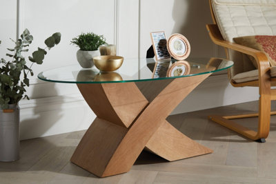 Modern glass deals wood coffee table