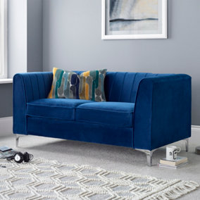 Milano Navy Blue Velvet 2 Seater Sofa