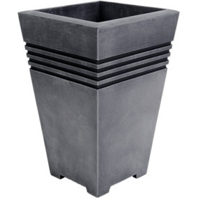 Milano Tall Pewter Decorative Plastic Garden Plant Pot 30cm Square