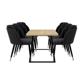 Milano Toga Extendable Dining Set, a Brown Dining Table with 6 Black/Silver Dining Chairs
