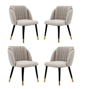 Milano Velvet Dining Chair Set of 4, Grey/Gold