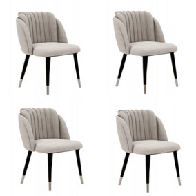 Milano Velvet Dining Chair Set of 4, Grey/Silver