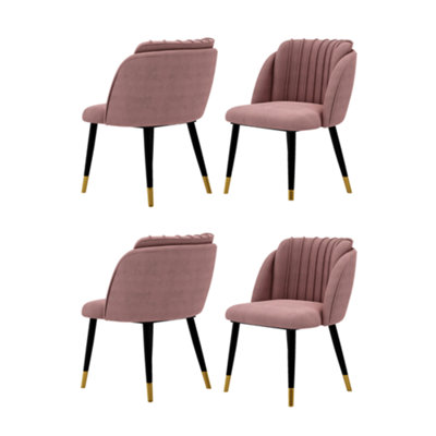 Milano Velvet Dining Chair Set of 4, Pink DIY at B&Q