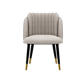 Milano Velvet Dining Chair Single, Grey/Gold