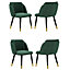 Milano Velvet Dining Chairs, Set of 4, Green/Gold