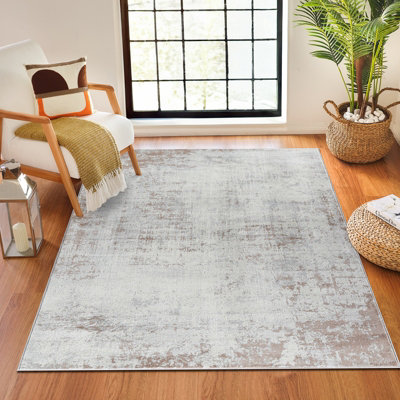 MILENA Abstract Modern Marble Beige/White Area Rug 160 x 215 cm