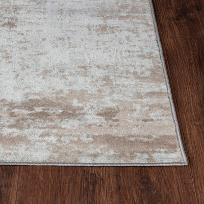 MILENA Abstract Modern Marble Beige/White Area Rug 160 x 215 cm
