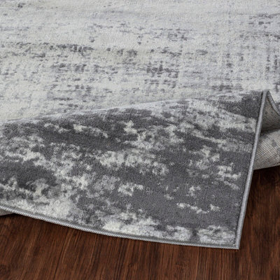 MILENA Abstract Modern Marble Grey/White Area Rug 160 x 215 cm